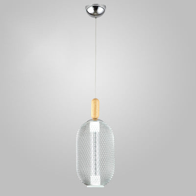 Moderne LED-Pendelleuchte mit Glasmaschenschirm 