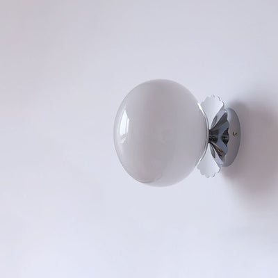 Moderne, minimalistische, 1-flammige Wandleuchte aus Eisenglas mit rundem Kopf 
