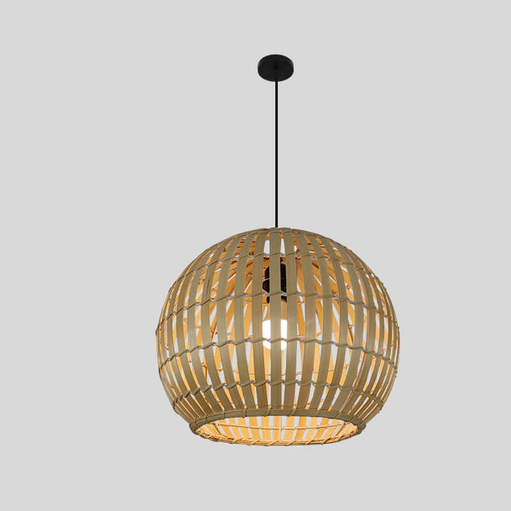 Lampe suspendue moderne à 1 lumière en fer tissé en bambou 