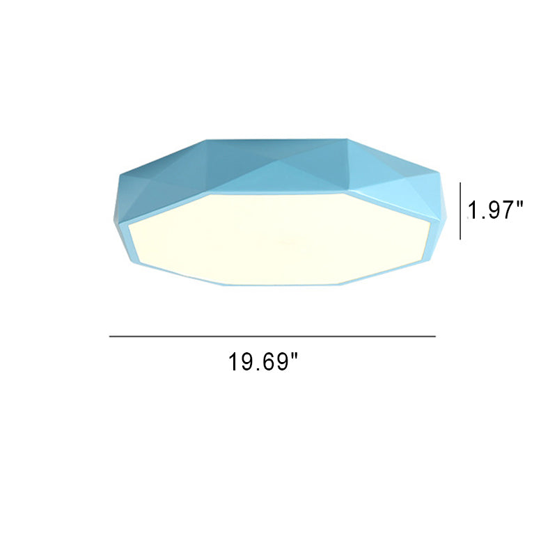 Nordic Macaron Diamond Geometry Iron Acrylic LED Flush Mount Ceiling Light