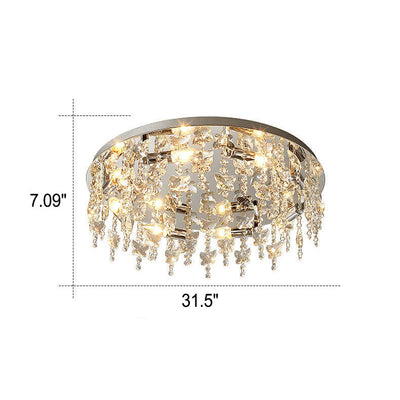 Modern Luxury Crystal Round Butterfly Pendant 6/8/12 Light Flush Mount Ceiling Light