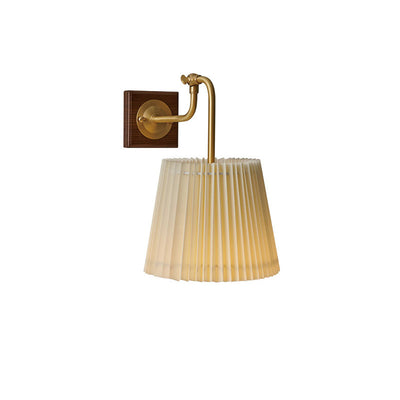 Europäische Vintage Light Luxury Nussbaum Messing 1-Licht Wandleuchte 