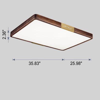 Moderne LED-Deckenleuchte mit runder quadratischer Geometrie aus massivem chinesischem Nussbaumholz 