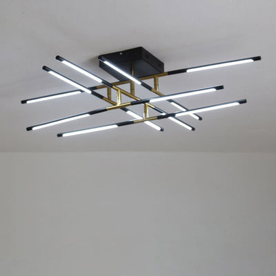 Nordic Creative Iron Geometric Line Combination LED Semi-Flush Mount Ceiling Light