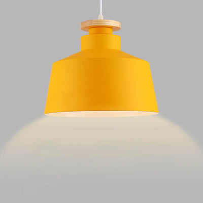 Nordic Simple Aluminium Wood Cone Dome 1-Licht Pendelleuchte