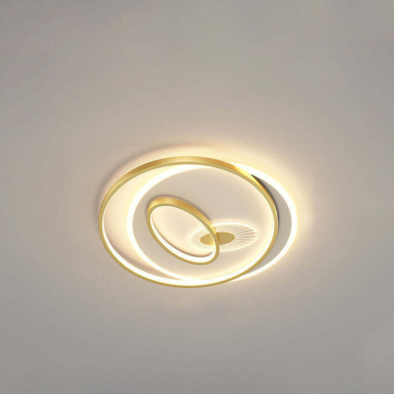 Creative Simple Circular Overlapping Dislocation Design LED Flush Mount Light