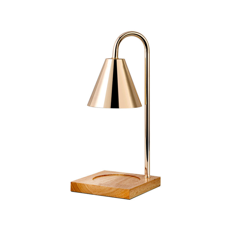 Contemporary Creative Conical Metal Shade Wooden Base 1-Light Melting Wax Table Lamp For Bedroom