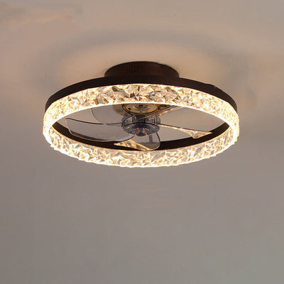 Modern Circle Ring LED Semi-Flush Mount Ceiling Fan Light