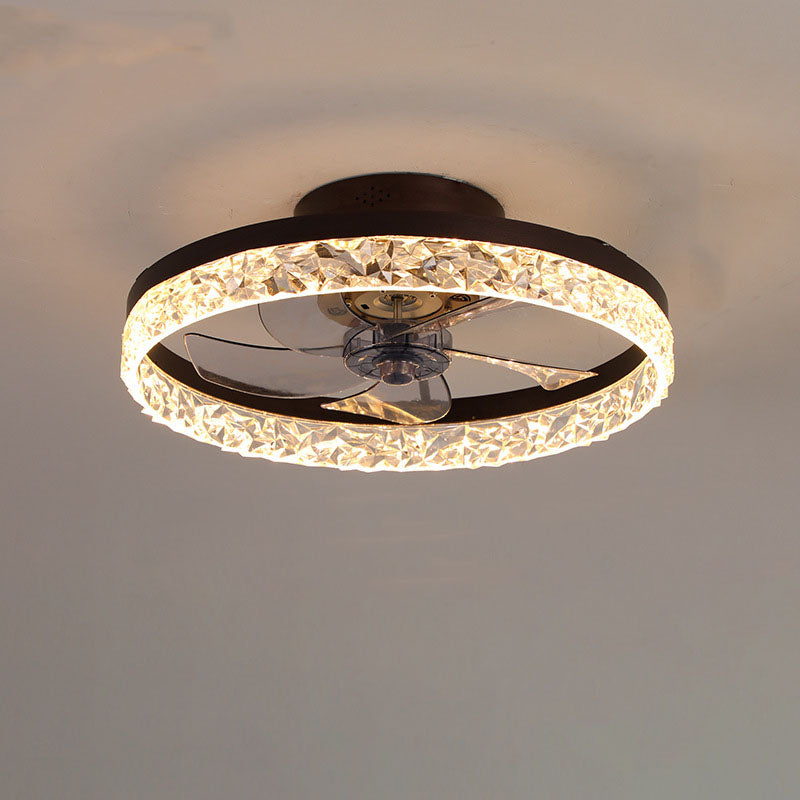 Modern Circle Ring LED Semi-Flush Mount Ceiling Fan Light