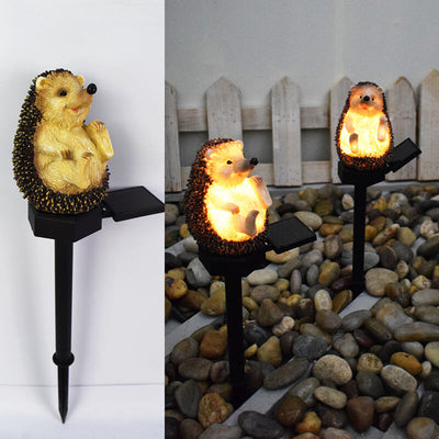 Solar Outdoor Hedgehog Resin LED Lawn Ground Insert Landscape Light