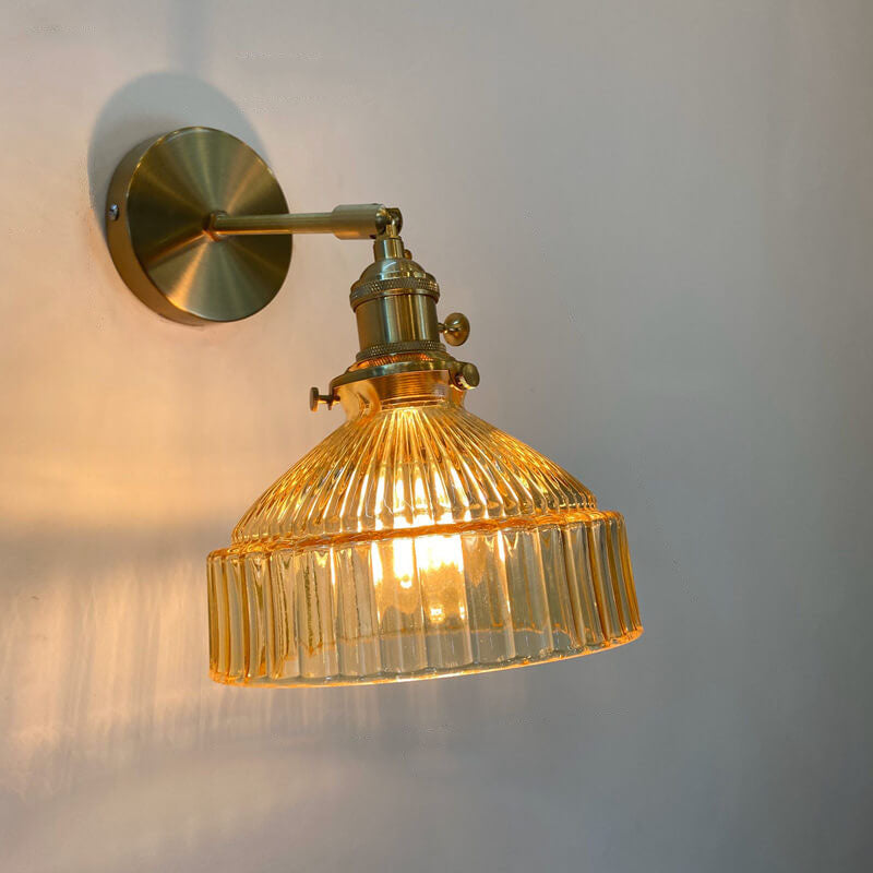 Nordic Dome Glass Shade Brass 1-Light Wall Sconce Lamp