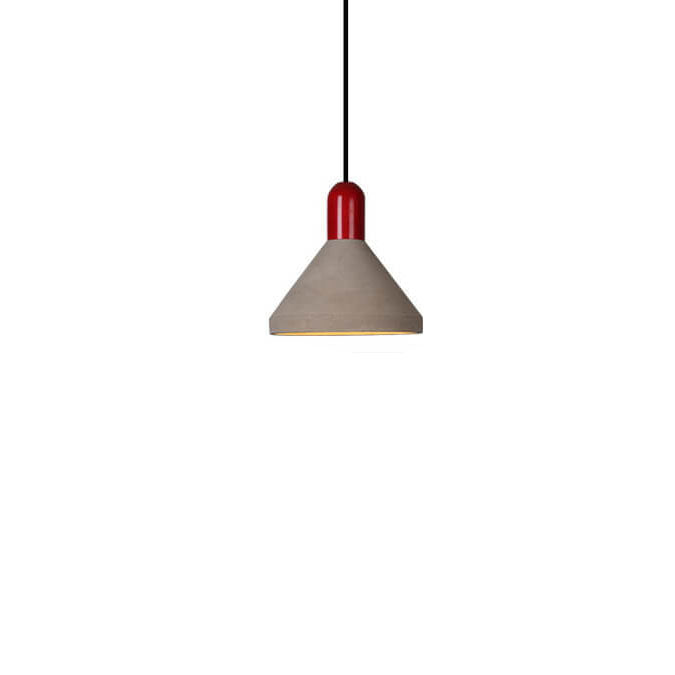 Lámpara colgante de 1 luz de cemento y madera maciza de estilo industrial 