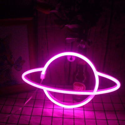 Moderne kreative Planet Neon-Kunststoff-LED-Nachtlicht-Tischlampe