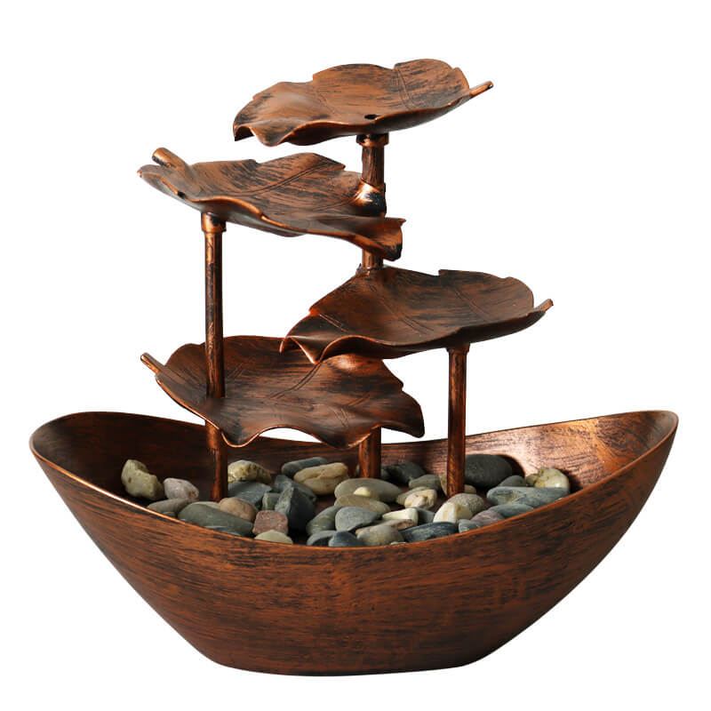 Kreative Lotusblatt Yuanbao Fließbrunnen LED Dekorative Tischlampe 