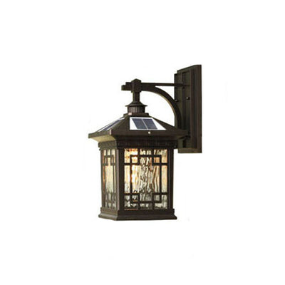 Solar Outdoor Square Cage LED Waterproof Patio Wall Sconce Lamp