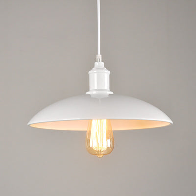 Lámpara colgante de 1 luz con tapa de olla redonda retro industrial de hierro 