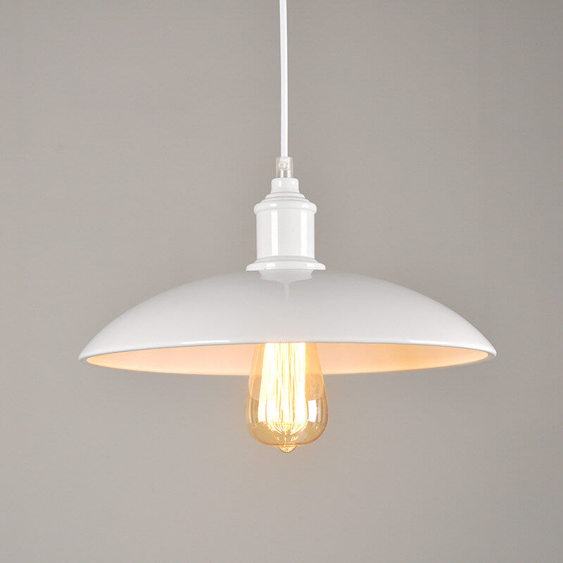Lámpara colgante de 1 luz con tapa de olla redonda retro industrial de hierro 