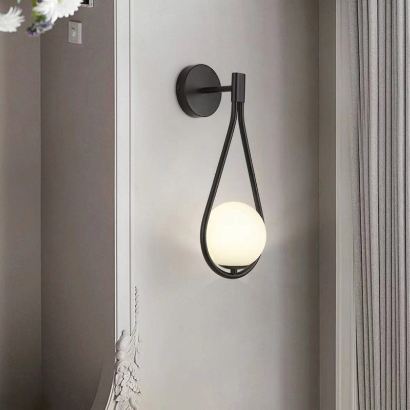 Modern Luxury Teardrop Round Ball Iron Glass 1-Light Wall Sconce Lamp