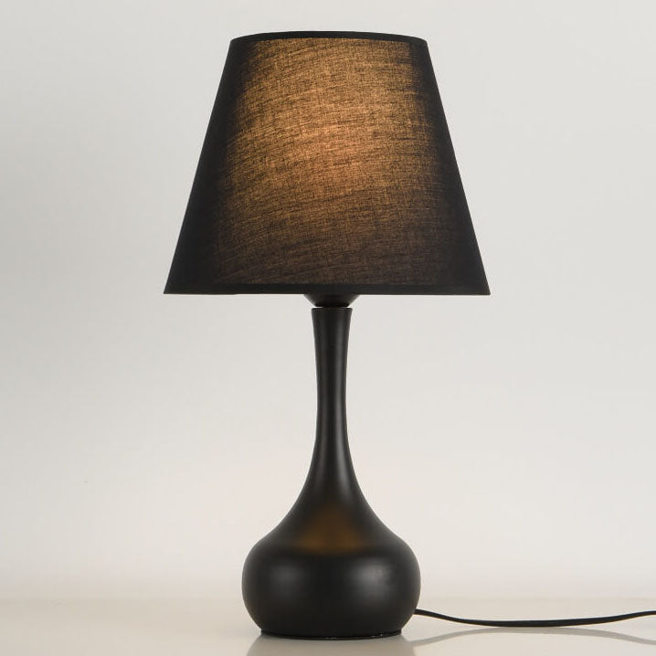 Modern Minimalist Pure Black White Iron Fabric 1-Light Table Lamp For Bedroom