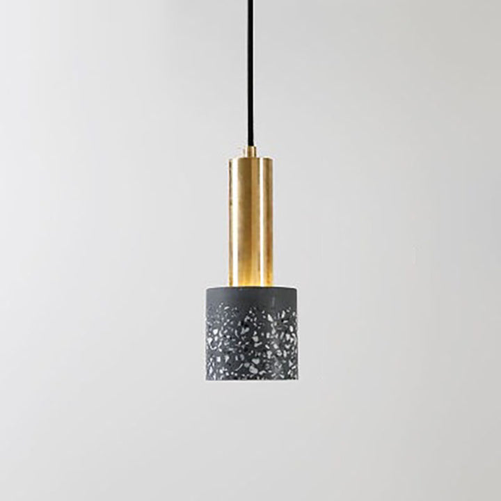 Moderne nordische Pendelleuchte aus farbigem Terrazzo und Metall mit 1 Flamme für das Wohnzimmer 