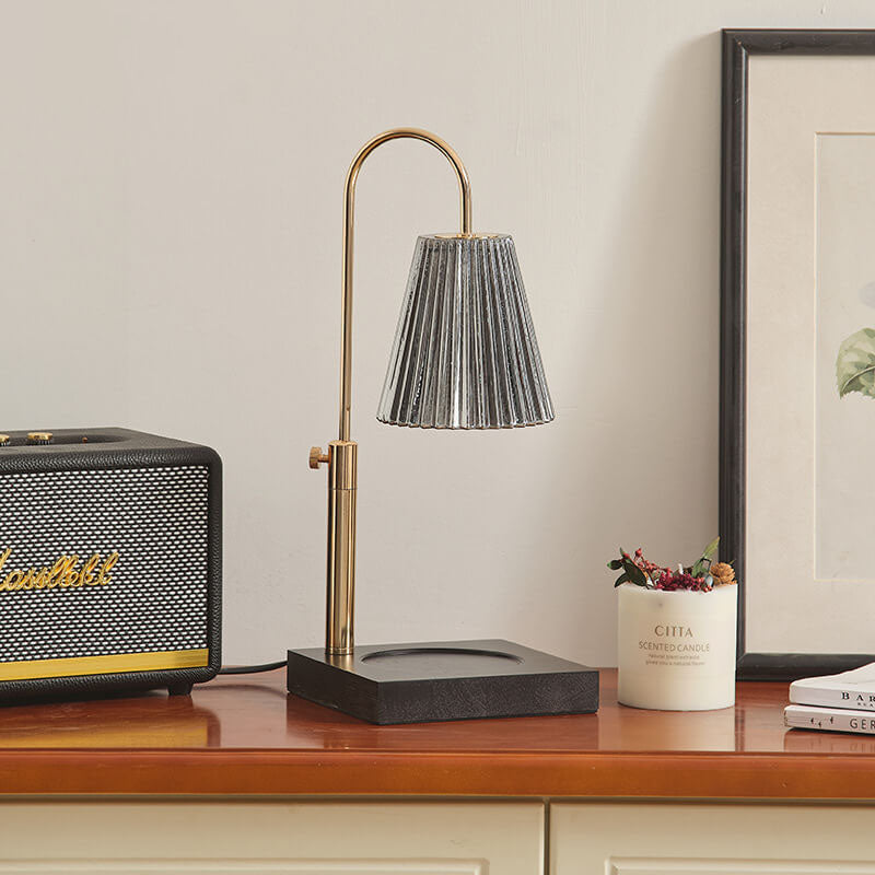 Lámpara de mesa de cera derretida de 1 luz de cuerno de bambú y madera romántica creativa moderna 