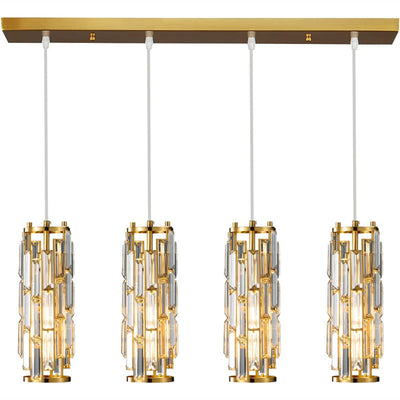 Modern Luxury Crystal Column Iron 1/3/4 Light Island Light Chandelier