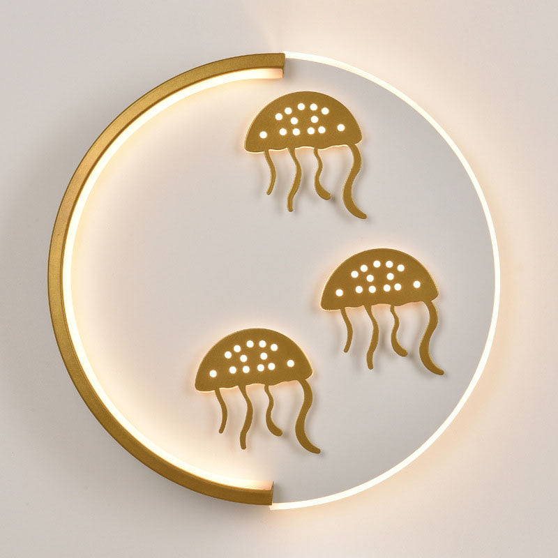 Modern Minimalist Round Flower Star Rocket Iron Acrylic Glass LED Wall Sconce Lamp