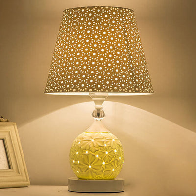 Lampe de Table en Céramique Minimaliste Européenne avec Télécommande et Variation de Lumière 1 Lumière 