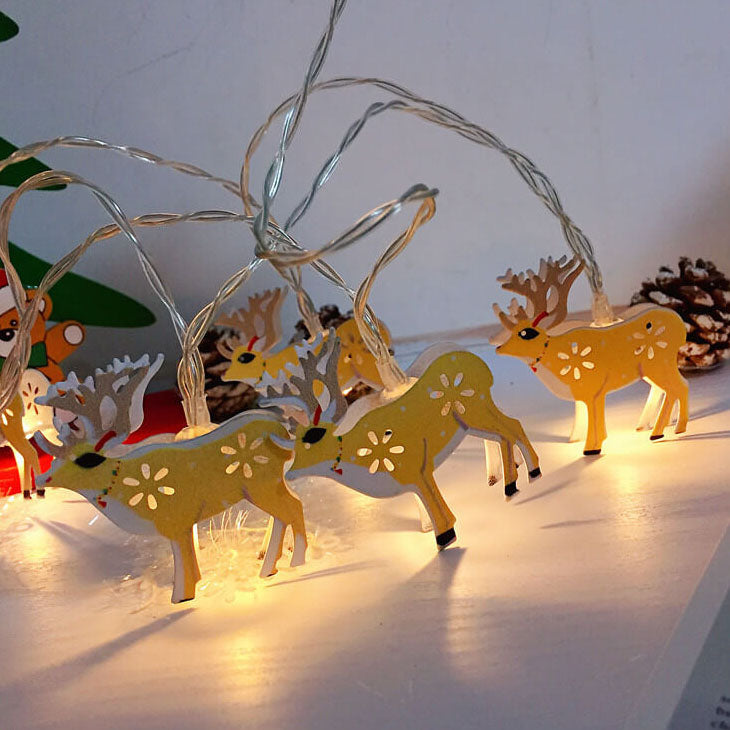 Guirlande lumineuse décorative de Noël Peinte cloches élan Boîte à piles LED Guirlande lumineuse 