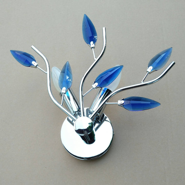 Contemporary Nordic Iron Glass Leaf Branch 2-Light Wall Sconce Lamp For Living Room