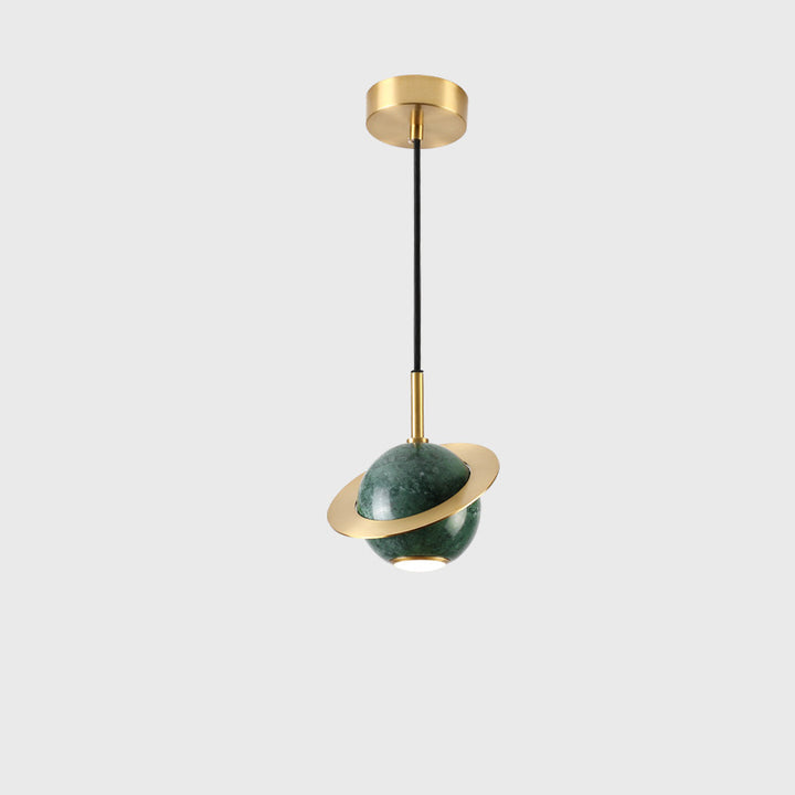 Contemporary Nordic Planet Marble Iron LED Pendant Light for Living Room