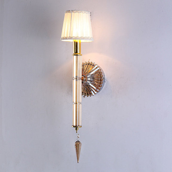 European Vintage Light Luxury Crystal Fabric 1-Light Wall Sconce Lamp