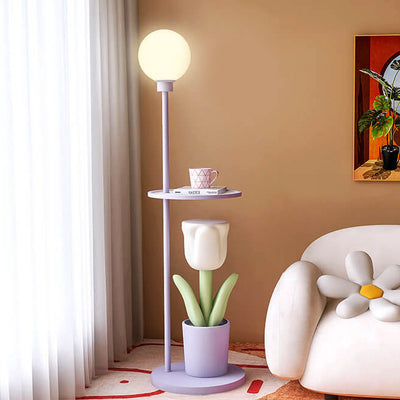 Modernes Cartoon-Harz-Tulpen-PVC-Regal 1-Licht-Stehlampe 