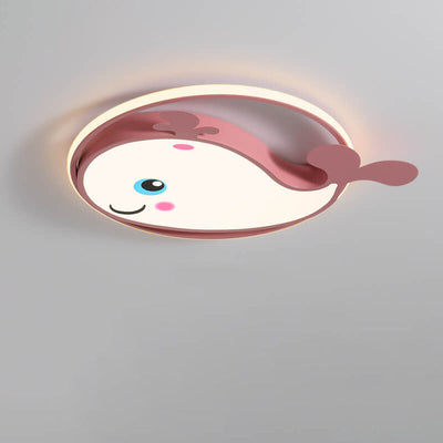 Cartoon Creative Dolphin Circle LED Kids Flush Mount Ceiling Light