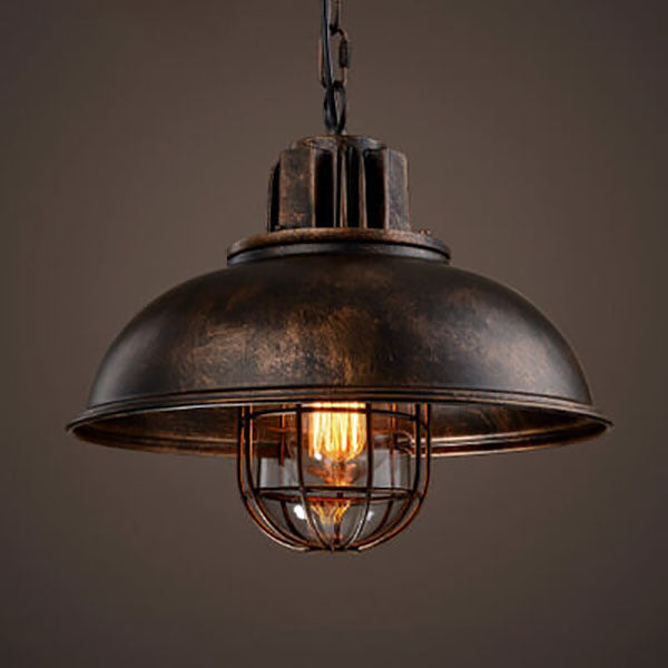 Vintage Industrial Iron Pot Lid Dome 1-Light Pendant Light