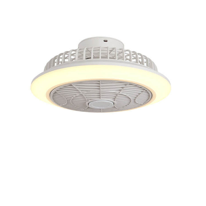 Modern Minimalist Round Cage Iron Acrylic LED Flush Mount Ceiling Fan Light For Living Room