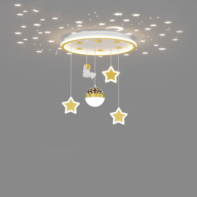 ضوء السقف المثبت للأطفال بمصباح LED بظل دائري أكريليك نجمي إبداعي معاصر لغرفة النوم 