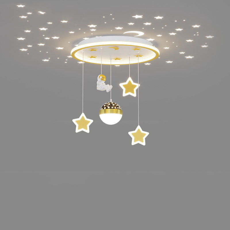 Contemporary Creative Starry Night Acrylic Round Shade LED Kids Flush Mount Ceiling Light For Bedroom