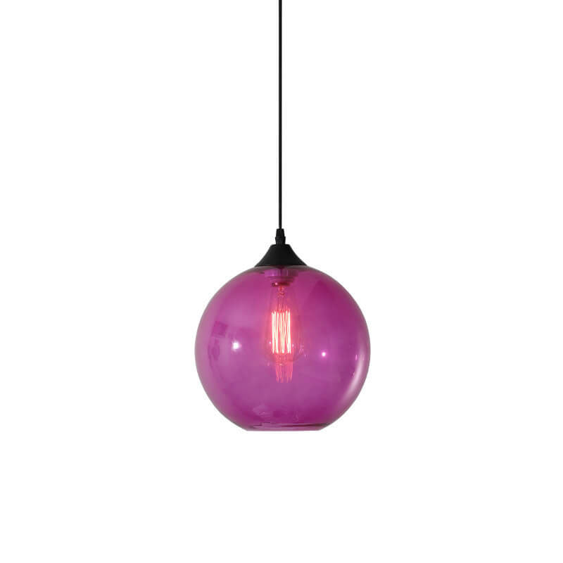 Moderner minimalistischer 1-flammiger Pendelleuchte aus farbigem Rundglas und Eisen für das Wohnzimmer 