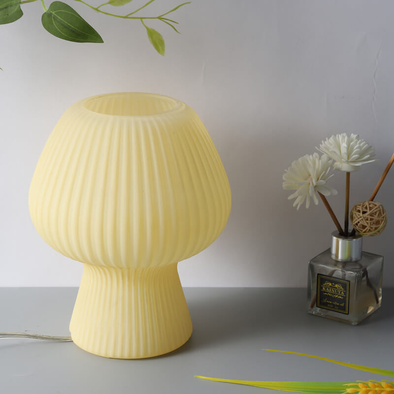 Modern Minimalist Mushroom 1-Light Glass Table Lamp For Bedside