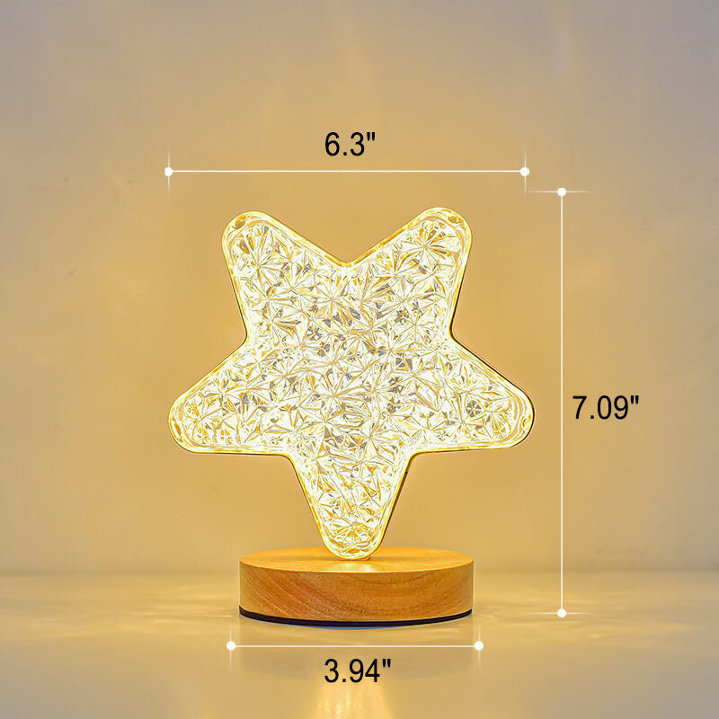 Nordische Kreative Acryl Mond Stern Holz LED USB Tischlampe 