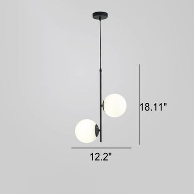 Lustre en verre et fer à deux lumières, boule ronde minimaliste créative nordique 