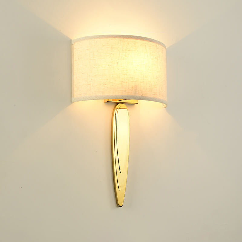 Moderne minimalistische Stoffschirm-Spiegel-Edelstahl-Wandleuchte mit 1 Licht 