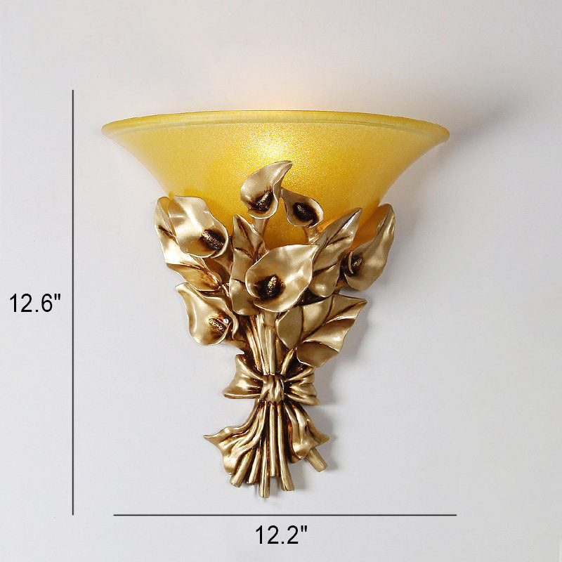 Europäische kreative Blumenstrauß-Form-Harz-Glas-1-Licht-Wandleuchte-Lampe