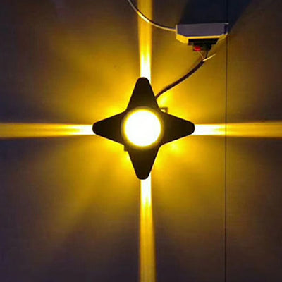 Modern Outdoor Cross Star Aluminum Glass Waterproof LED Wall Sconce Lamp