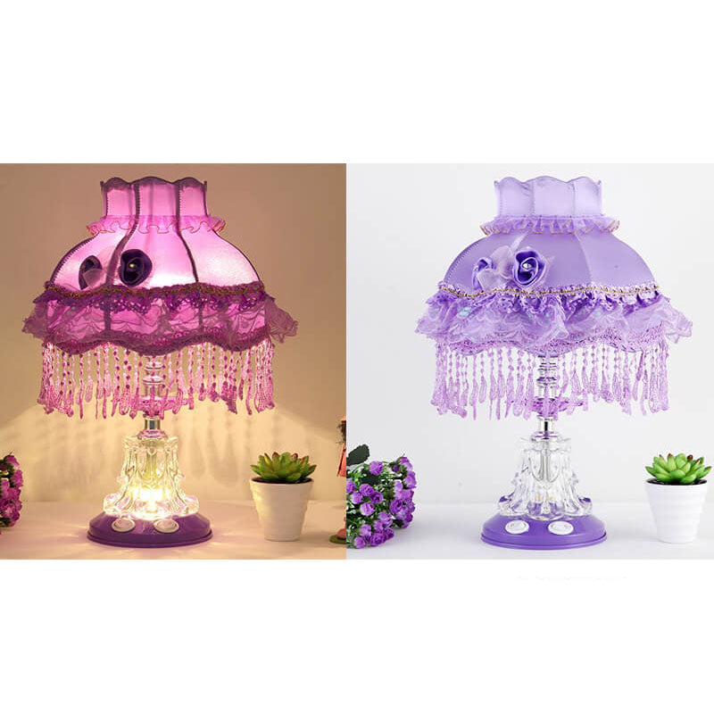 Lampe de table 1 lumière en verre avec tissu de style européen pour mariage 