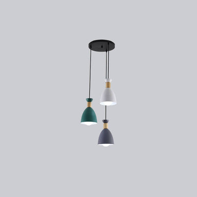 Nordic Simple Macaron Cone 3-Light Island Light Chandelier