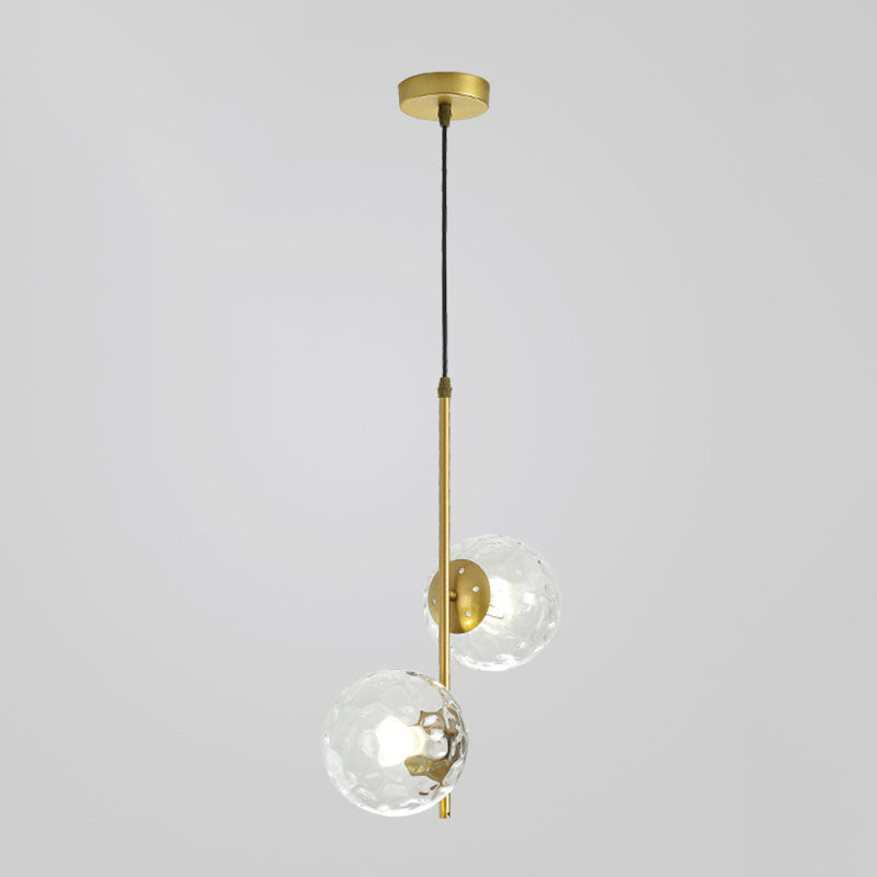 Moderner minimalistischer 2-flammiger Kronleuchter mit rundem Glaskugel- und Astdesign aus Eisen für das Wohnzimmer 