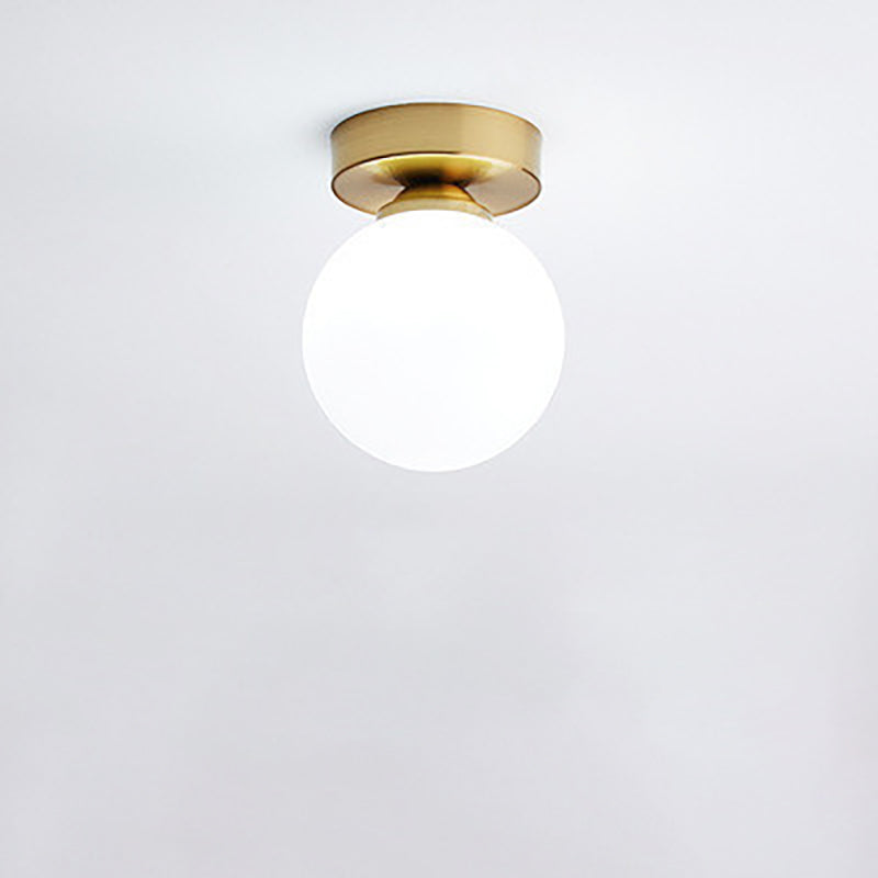 Modern Simple Glass Round Ball 1-Light Semi-Flush Mount Ceiling Light