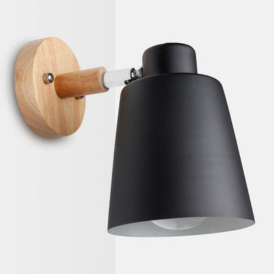 Nordic Minimalist Solid Color Iron Wood 1-Light Wall Sconce Lamp